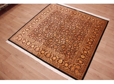 Persian carpet Ghom pure Silk 200x200 cm Black Gold