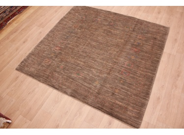 Nomadic Persian carpet Gabbeh wool 195x203 cm Brown