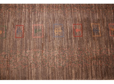 Nomadic Persian carpet Gabbeh wool 195x203 cm Brown
